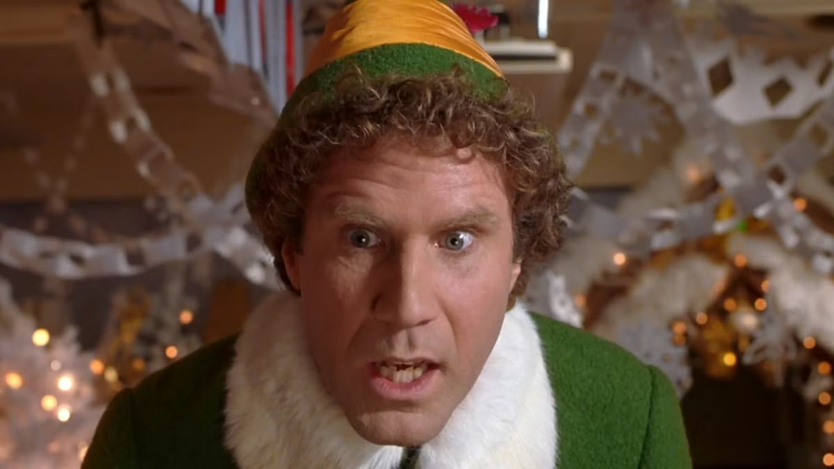 Buddy the Elf stares wildly in "Elf"