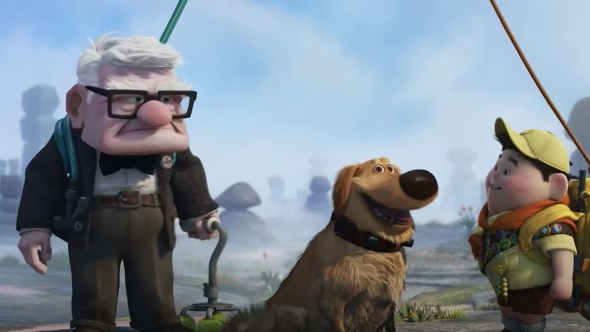 Dug the dog looking mischievous in "UP"