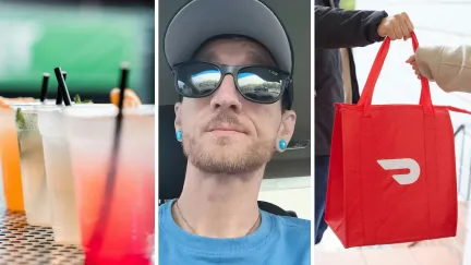 to go beverages (l) doordasher shares job experience (c) doordash delivery (r)