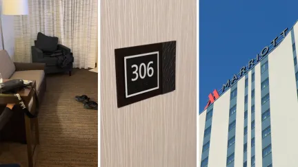 hotel room (l) room number (c) Marriott hotel (r)