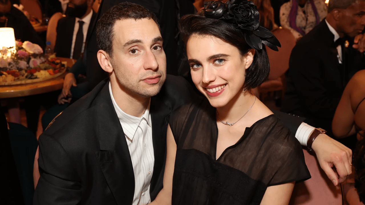 Jack Antonoff and Margaret Qualley attend the 66th GRAMMY Awards on Feb. 4, 2024 in Los Angeles.