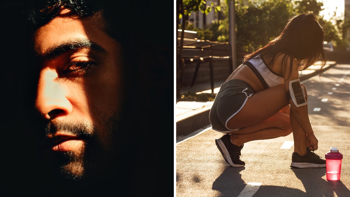 Man in shadows, woman jogging, Image by Kirill Lazarev on Pexels, Image by Lucas Andrade on Pexels.