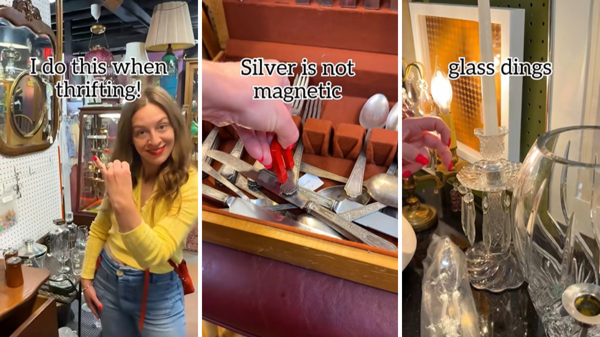 Woman reveals the thrift store test most shoppers overlook. Then she uses her pinky to inspect antique items: 'glass dings'