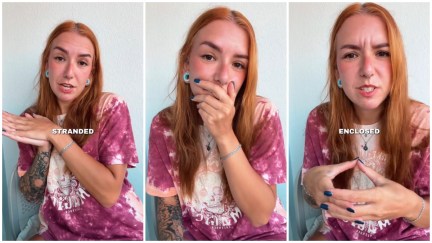 Split images of a woman recounting her holiday from hell in Greece.