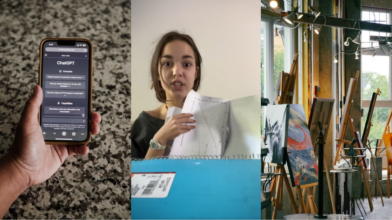 College student from Atlanta turns in a five-page paper to her professor. She says her art professor used AI