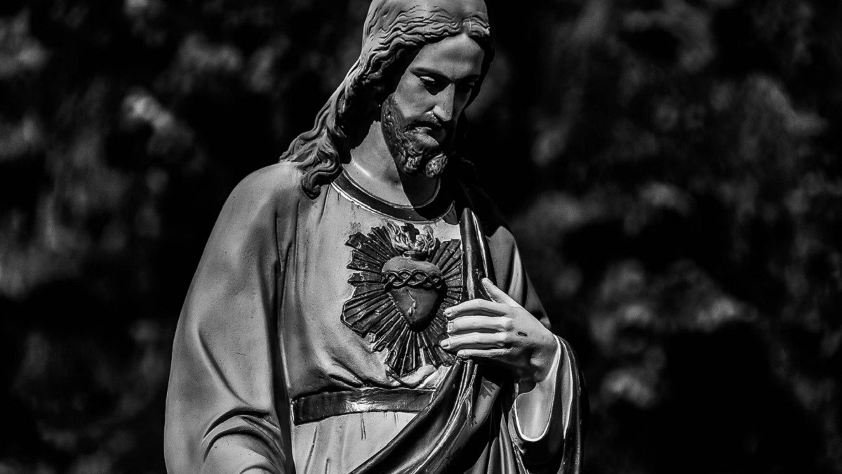 Sacred Heart Jesus Christ Grey Scale