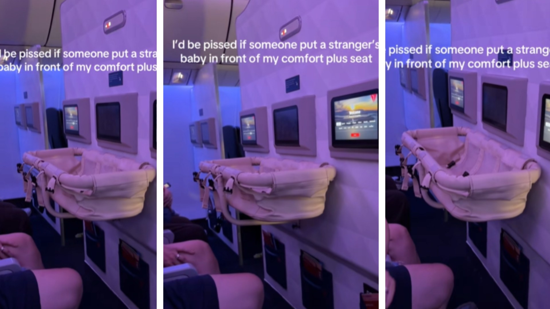 Screenshot from TikTok's @looselipssavetrips about a Delta flight.