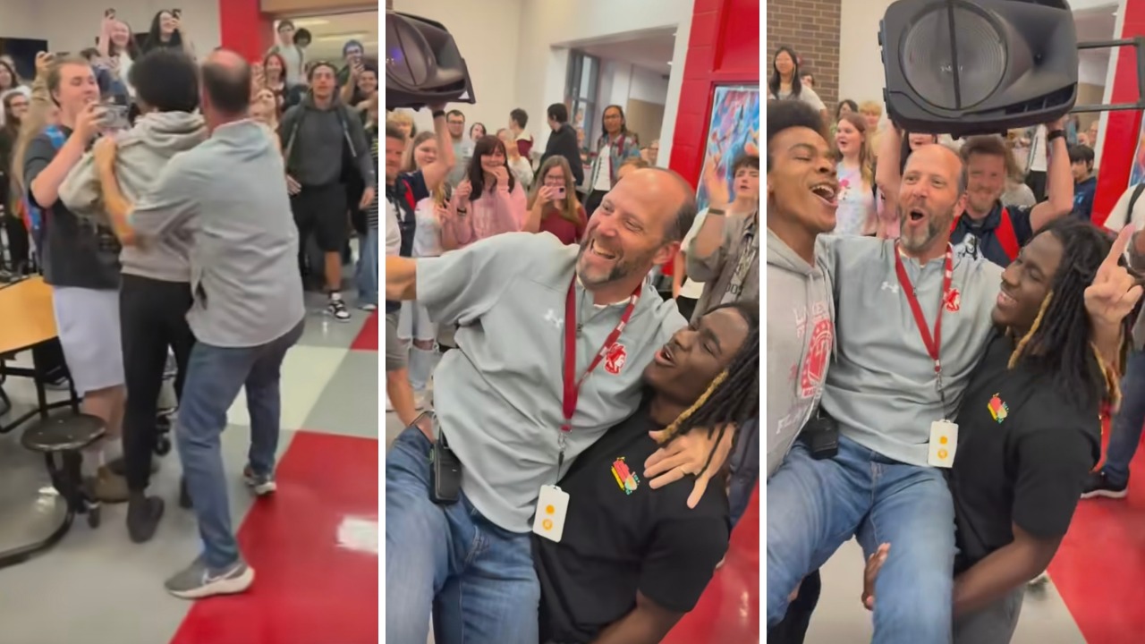 Why did Georgia students fake a cafeteria fight?
