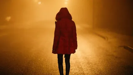 Girl on the Road in Red