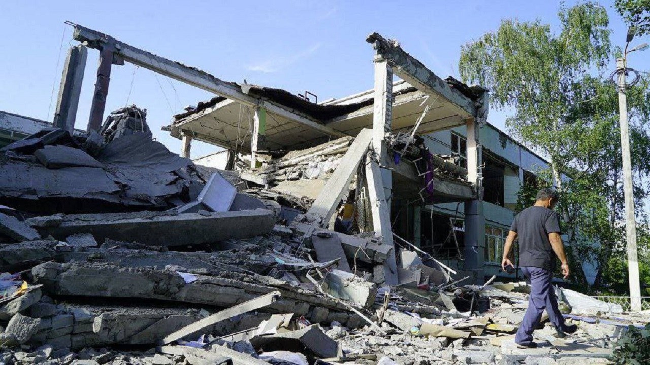 Rubble in Kharkiv after Russian Attack