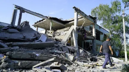 Rubble in Kharkiv after Russian Attack