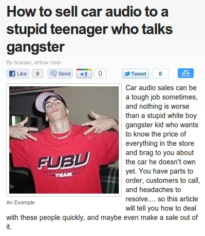 How To Sell Car Audio To A Stupid Teenage Who Talks Gangster