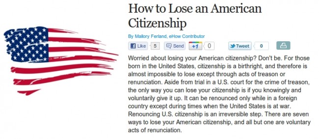 How To Lose An American Citizenship