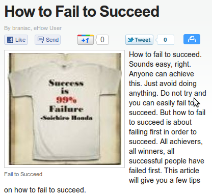 How To Fail To Succeed (or How To Succeed At Failing To Give Your Article An Indicative Title)