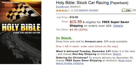Holy Bible - Stock Car Racing Edition