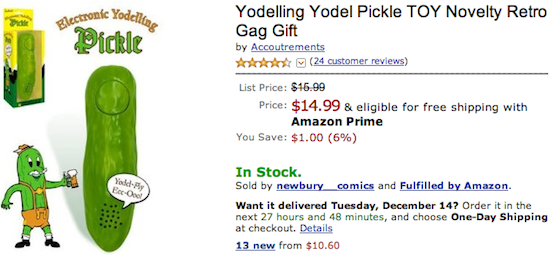 Yodelling Yodel Pickle TOY Novelty Retro Gag Gift